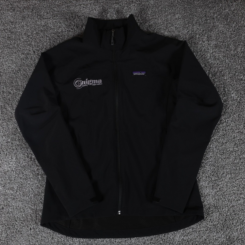 Patagonia Womens Small‎ Black Softshell Full Zip Jacket Enigma Logo